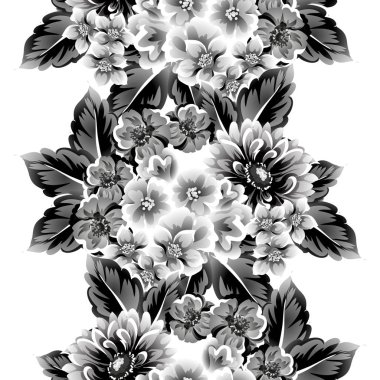 Sorunsuz vintage tarzı çiçek deseni. Kontur çiçek öğeleri