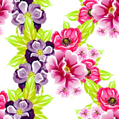 Sorunsuz vintage tarzı çiçek deseni. Renkli çiçek öğeleri