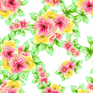 Sorunsuz vintage tarzı çiçek deseni. Renkli çiçek öğeleri