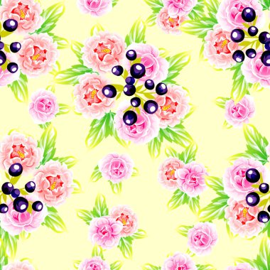 Sorunsuz vintage tarzı çiçek deseni. Renkli çiçek öğeleri