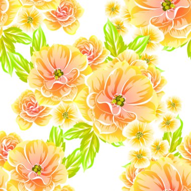Sorunsuz vintage tarzı çiçek deseni. Renkli çiçek öğeleri