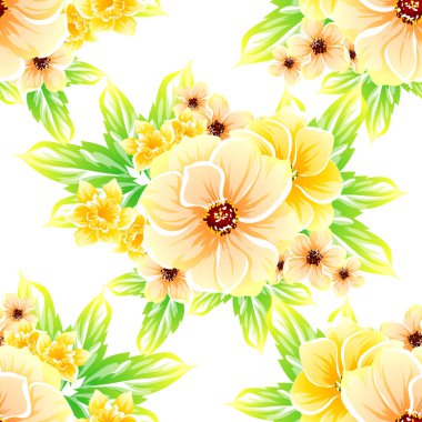 Sorunsuz vintage tarzı çiçek deseni. Renkli çiçek öğeleri