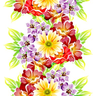 Sorunsuz vintage tarzı çiçek deseni. Renkli çiçek öğeleri