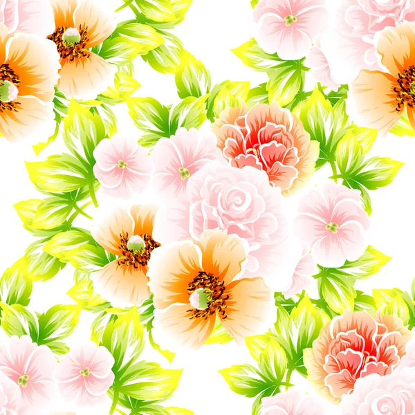 Naadloze Vintage Stijl Bloemenpatroon Floral Elementen Kleur — Stockvector