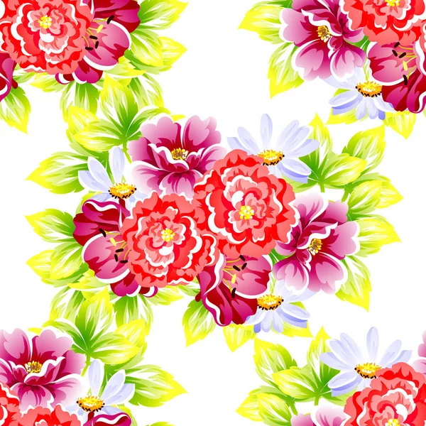 Naadloze Vintage Stijl Bloemenpatroon Floral Elementen Kleur — Stockvector