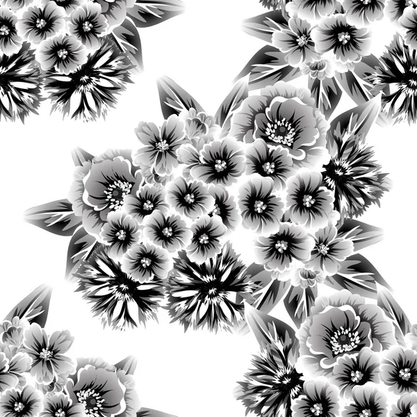 Patrón Flores Estilo Vintage Sin Costuras Elementos Florales Contorno — Vector de stock