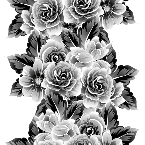 Nahtlose Blumenmuster Vintage Stil Florale Elemente Der Kontur — Stockvektor