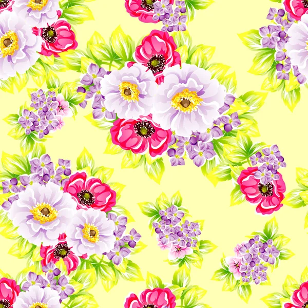 Sorunsuz vintage tarzı çiçek deseni. Renkli çiçek öğeleri