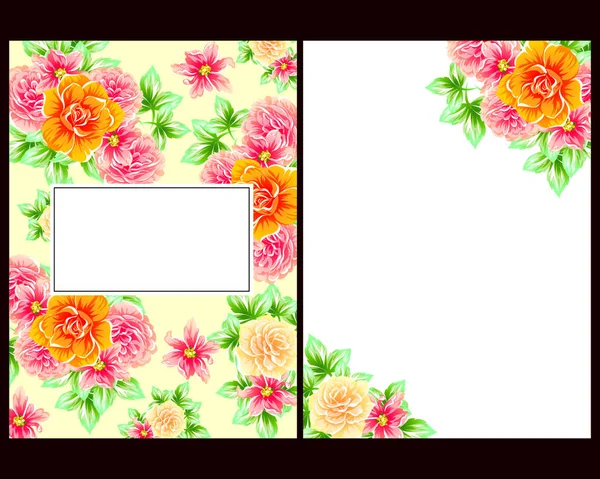 Вінтажний Стиль Квіткових Весільних Листівок Набір Квіткові Елементи Кольорі — стоковий вектор