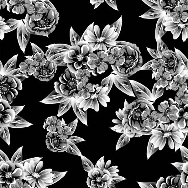 Patrón Flores Estilo Vintage Sin Costuras Elementos Florales Contorno — Archivo Imágenes Vectoriales