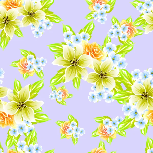 Patrón Flores Estilo Vintage Sin Costuras Elementos Florales Color — Vector de stock