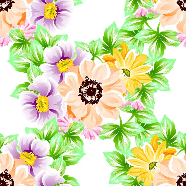 Sorunsuz vintage tarzı çiçek deseni. Renkli çiçek öğeleri