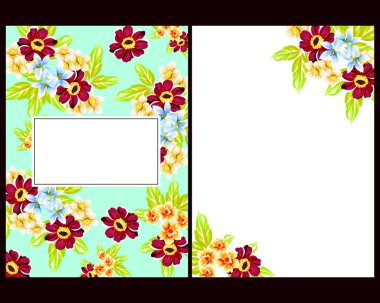 Klasik çiçek düğün kartları seti. Çiçek renginde elementler