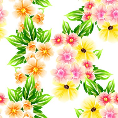 Sorunsuz vintage tarzı çiçek deseni. Renkli çiçek öğeleri