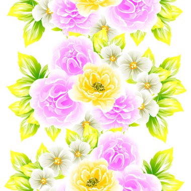 Sorunsuz vintage tarzı çiçek deseni. Renkli çiçek öğeleri