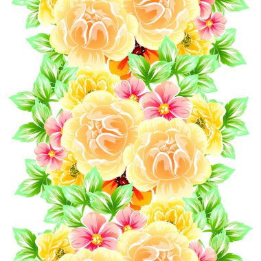 Sorunsuz vintage tarzı çiçek deseni. Renkli çiçek öğeleri