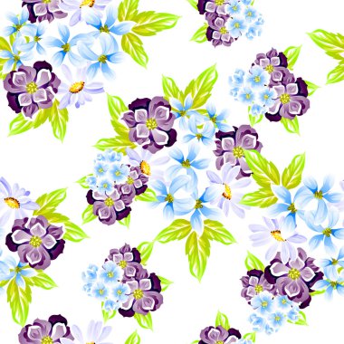 Sorunsuz vintage tarzı çiçek deseni. Renkli çiçek öğeleri