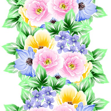 Sorunsuz vintage tarzı çiçek deseni. Renkli çiçek öğeleri