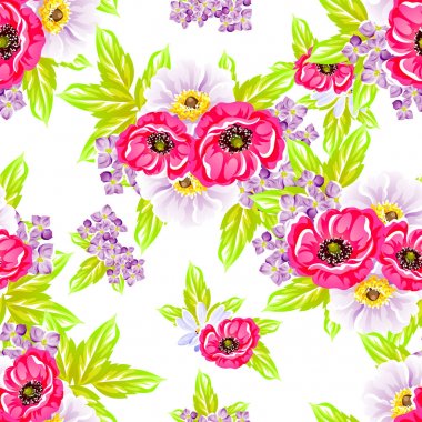 Sorunsuz vintage tarzı çiçek deseni. Renkli çiçek öğeleri