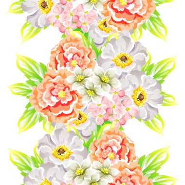 Sorunsuz vintage tarzı çiçek deseni. Renkli çiçek öğeleri