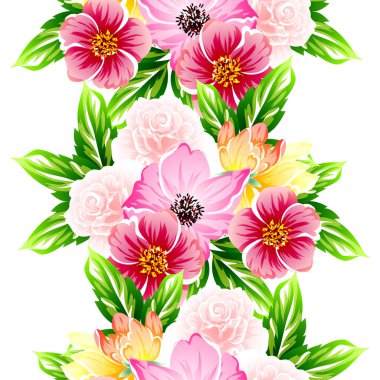 Sorunsuz vintage tarzı çiçek deseni. Renkli çiçek öğeleri