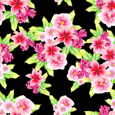 Sorunsuz vintage tarzı çiçek deseni. Renkli çiçek öğeleri