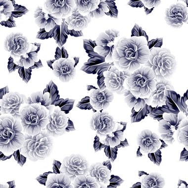 Sorunsuz vintage tarzı çiçek deseni. Kontur çiçek öğeleri