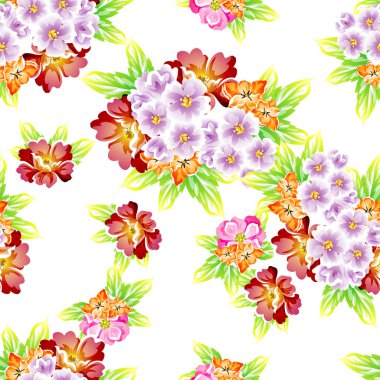 Sorunsuz vintage tarzı çiçek deseni. Renkli çiçek öğeleri