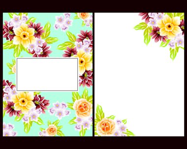 Klasik çiçek düğün kartları seti. Çiçek renginde elementler