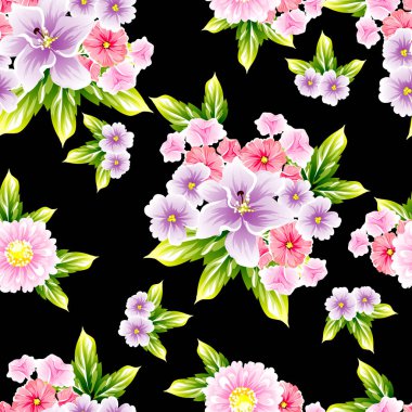 Sorunsuz vintage tarzı çiçek deseni. Renkli çiçek öğeleri