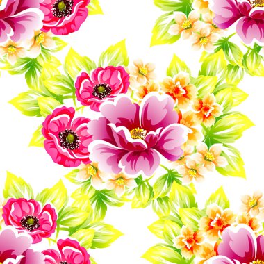 Sorunsuz vintage tarzı çiçek deseni. Renkli çiçek öğeleri