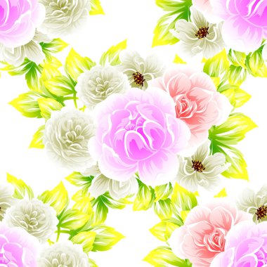 Sorunsuz vintage tarzı çiçek deseni. Renkli çiçek öğeleri