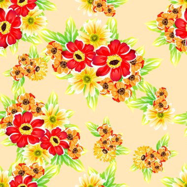 Sorunsuz vintage tarzı çiçek deseni. Renkli çiçek öğeleri