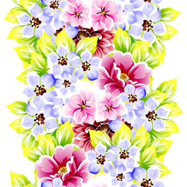 Sorunsuz vintage tarzı çiçek deseni. Renkli çiçek öğeleri