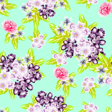 Sorunsuz vintage tarzı çiçek deseni. Renkli çiçek öğeleri