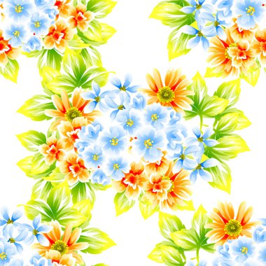 Sorunsuz vintage tarzı çiçek deseni. Renkli çiçek öğeleri