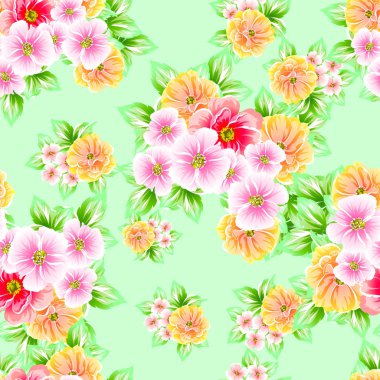 Sorunsuz vintage tarzı çiçek deseni. Renkli çiçek öğeleri