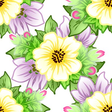 Sorunsuz vintage tarzı çiçek deseni. Renkli çiçek öğeleri