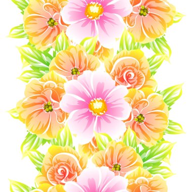Sorunsuz vintage tarzı çiçek deseni. Renkli çiçek öğeleri