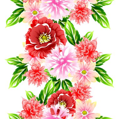 Sorunsuz vintage tarzı çiçek deseni. Renkli çiçek öğeleri