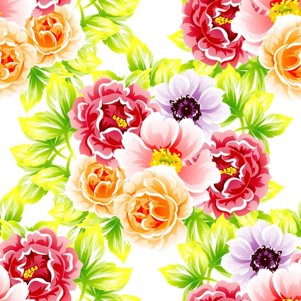 Naadloze Vintage Stijl Bloemenpatroon Floral Elementen Kleur — Stockvector