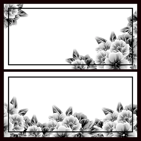 Conjunto Tarjetas Boda Flores Estilo Vintage Elementos Marcos Florales — Vector de stock