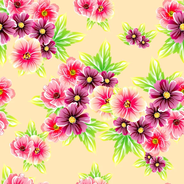 Naadloze Vintage Stijl Bloemenpatroon Floral Elementen Kleur — Stockvector