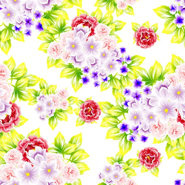 Naadloze Vintage Stijl Bloemenpatroon Floral Elementen Kleur — Stockvector