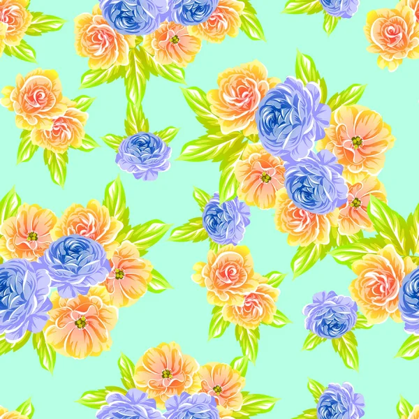 Modèle Fleur Style Vintage Sans Couture Éléments Floraux Couleur — Image vectorielle