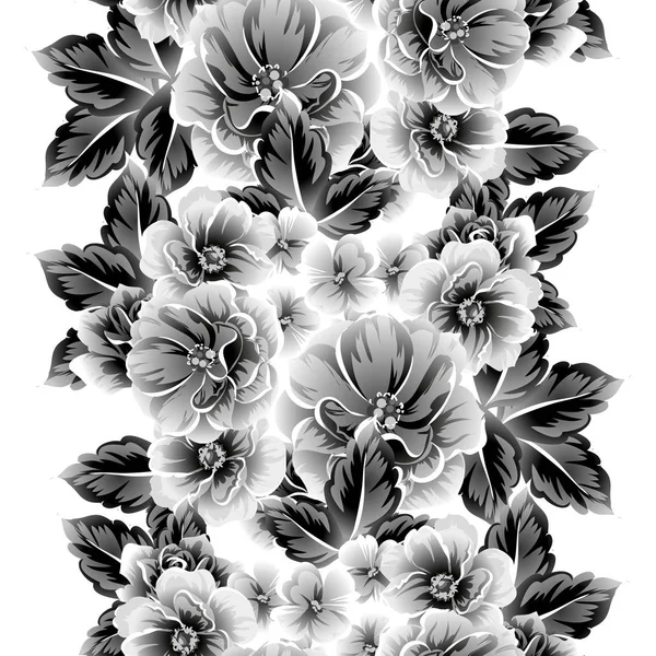 Patrón Flores Estilo Vintage Sin Costuras Elementos Florales Contorno — Vector de stock