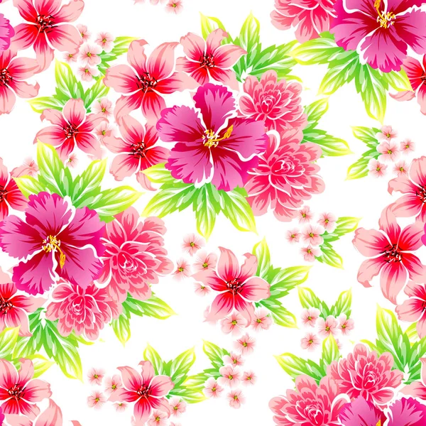 Patrón Flores Estilo Vintage Sin Costuras Elementos Florales Color — Vector de stock