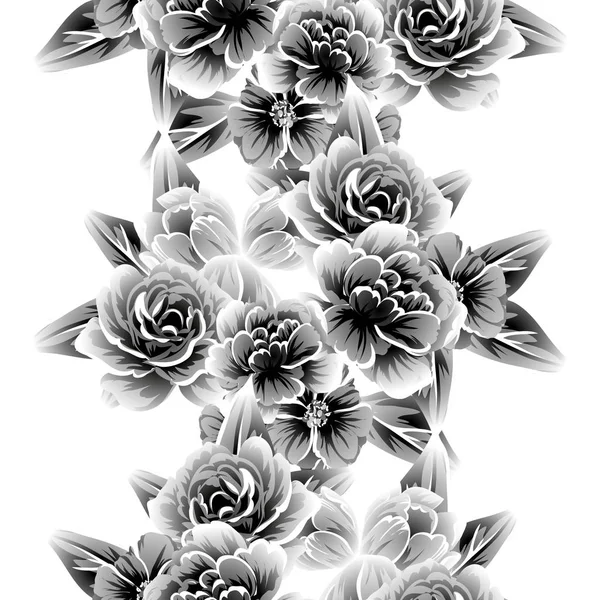 Patrón Flores Estilo Vintage Sin Costuras Elementos Florales Contorno — Vector de stock