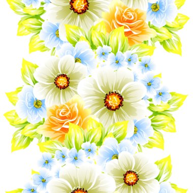 Sorunsuz vintage tarzı çiçek deseni. Renkli çiçek öğeleri