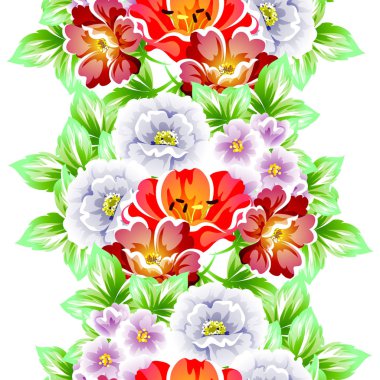 Sorunsuz vintage tarzı çiçek deseni. Renkli çiçek öğeleri